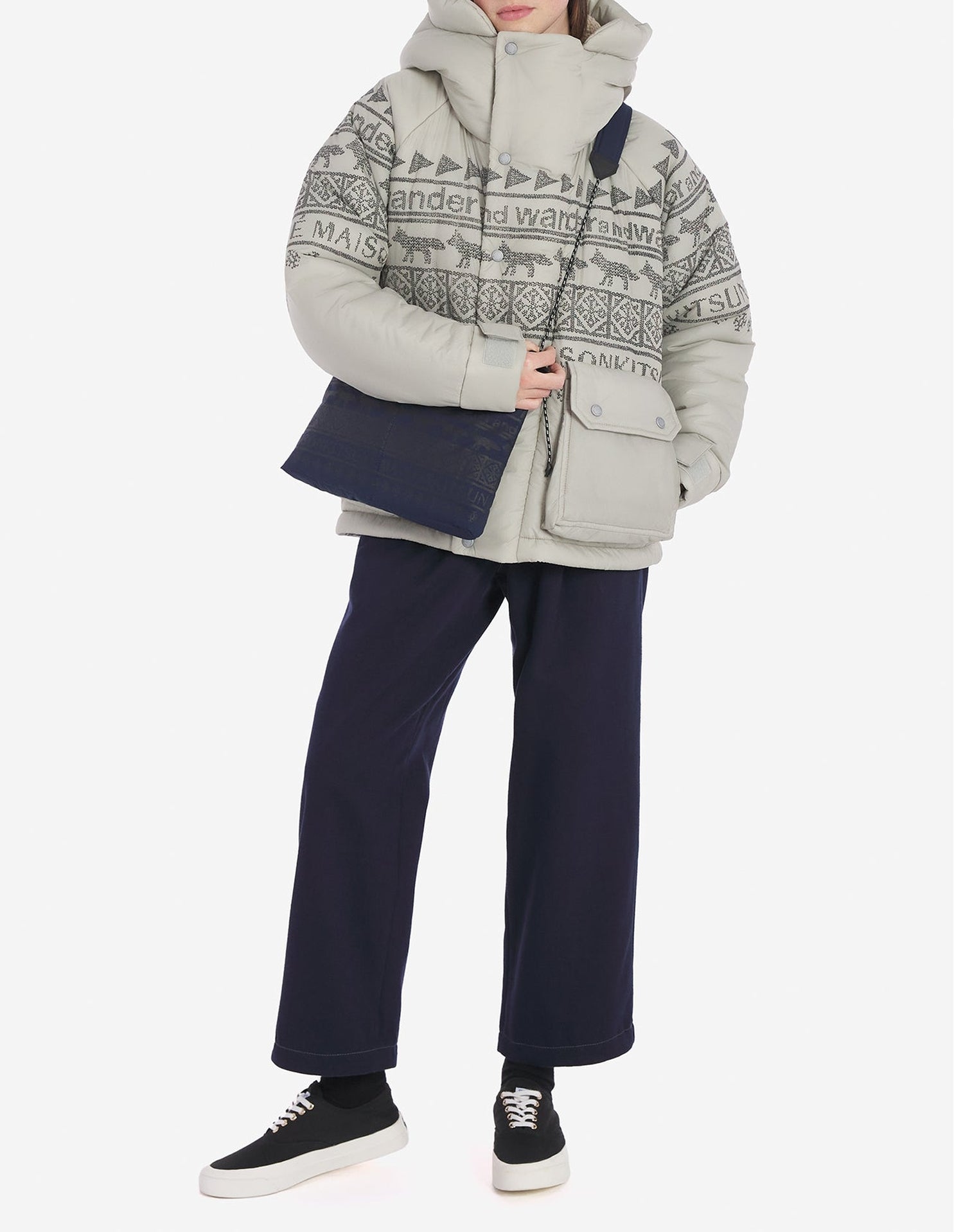 Maison Kitsuné x And Wander Coat - Beige Melange
