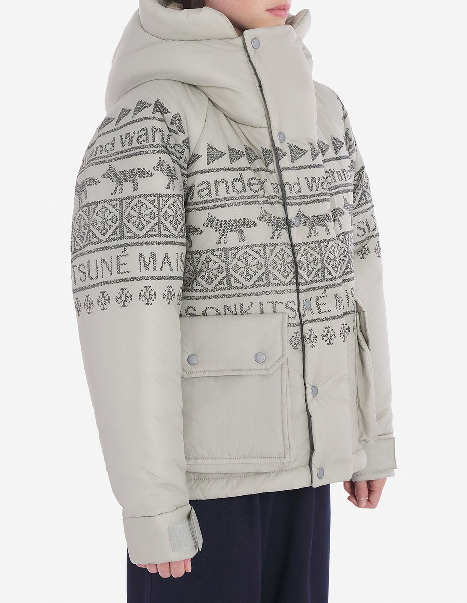 Maison Kitsuné x And Wander Coat - Beige Melange