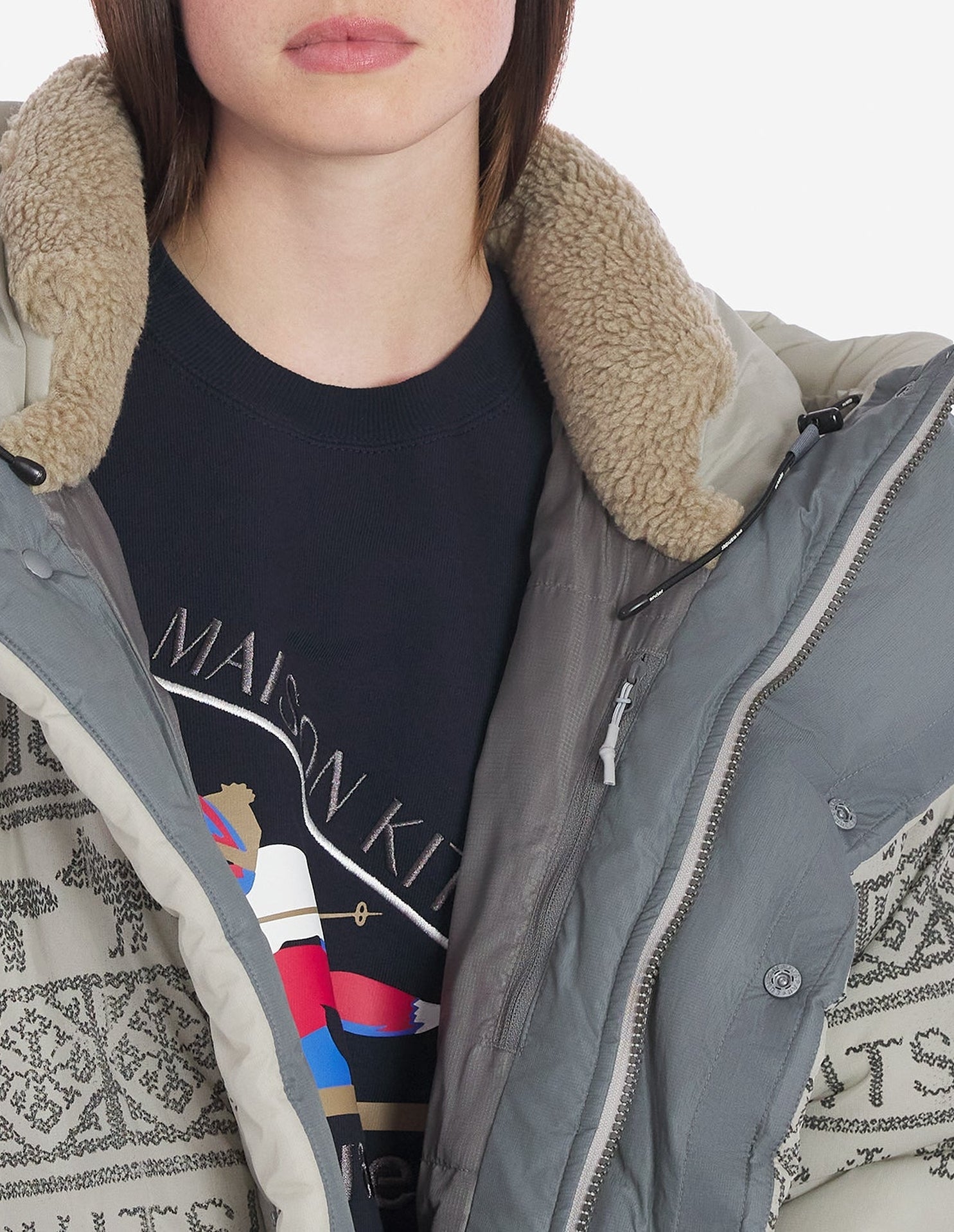 Maison Kitsuné x And Wander Coat - Beige Melange