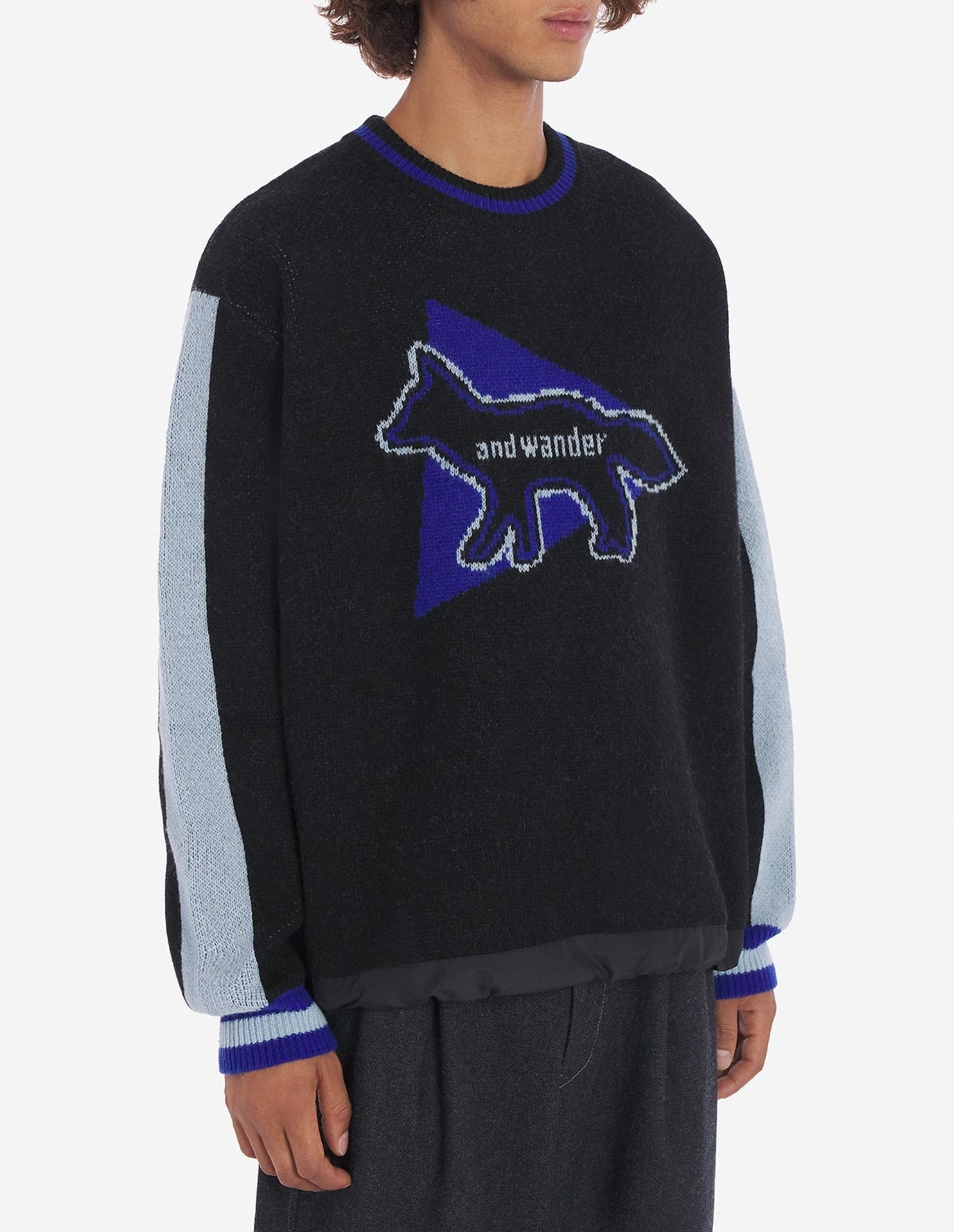 Maison Kitsuné x And Wander Wool Sweater - Black