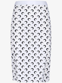 Moon Printed Jersey Knee Length Skirt - Blanc