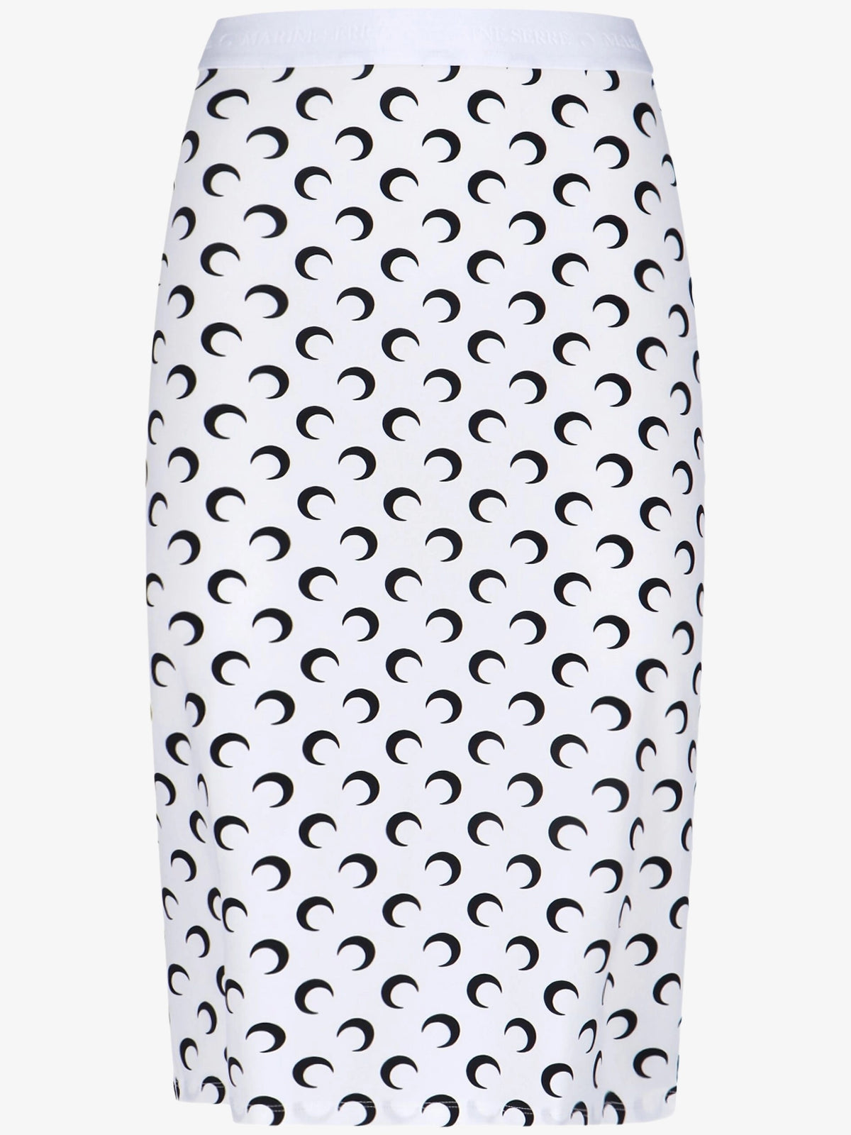 Moon Printed Jersey Knee Length Skirt - Blanc
