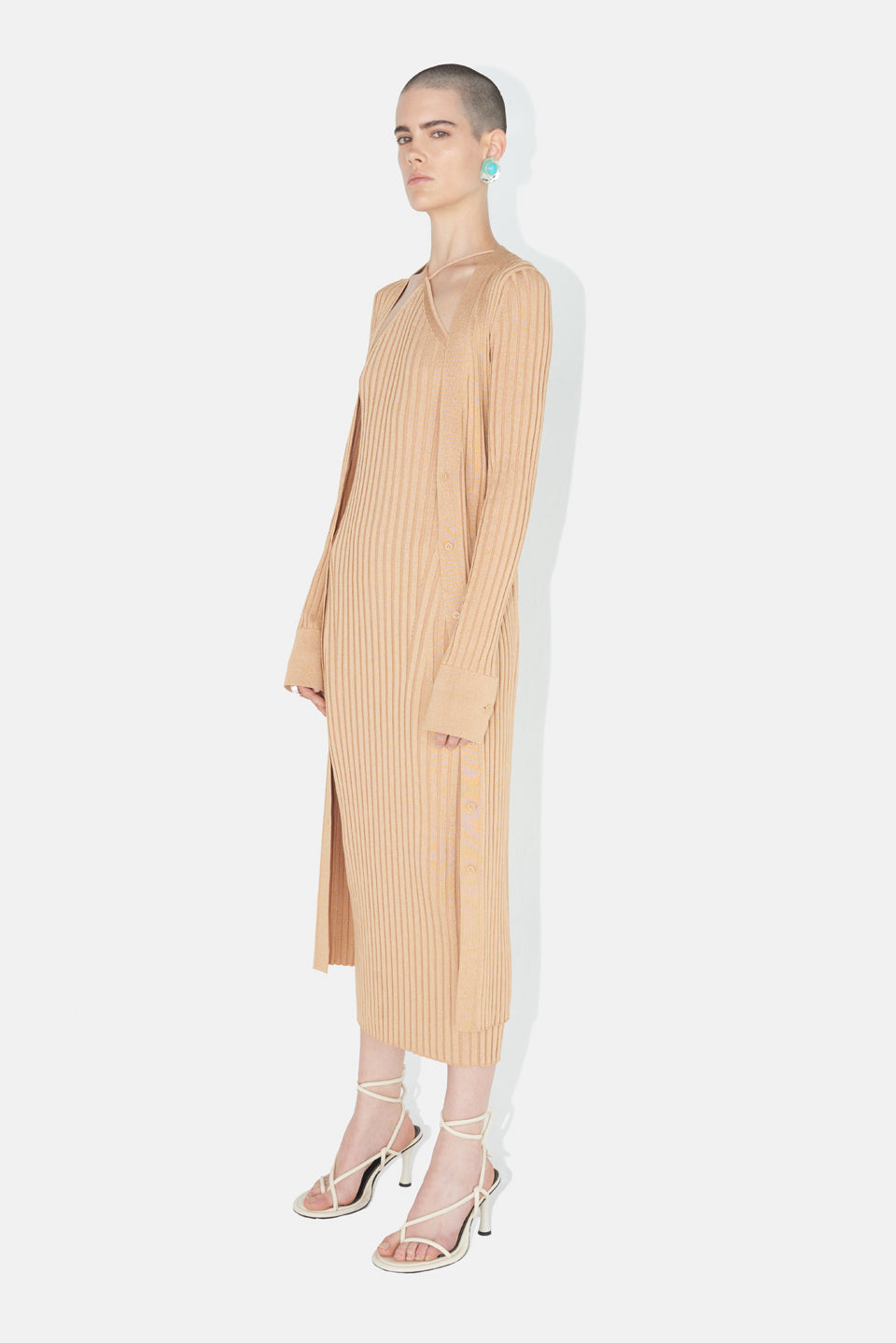 Metallic Rhea Dress - Beige