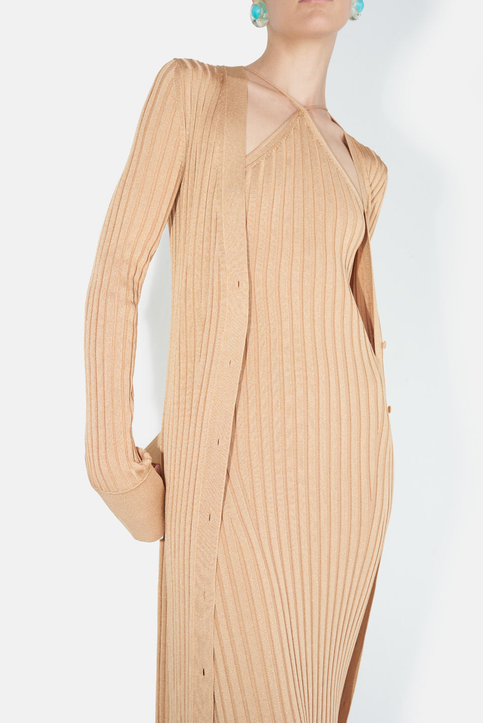 Metallic Rhea Dress - Beige