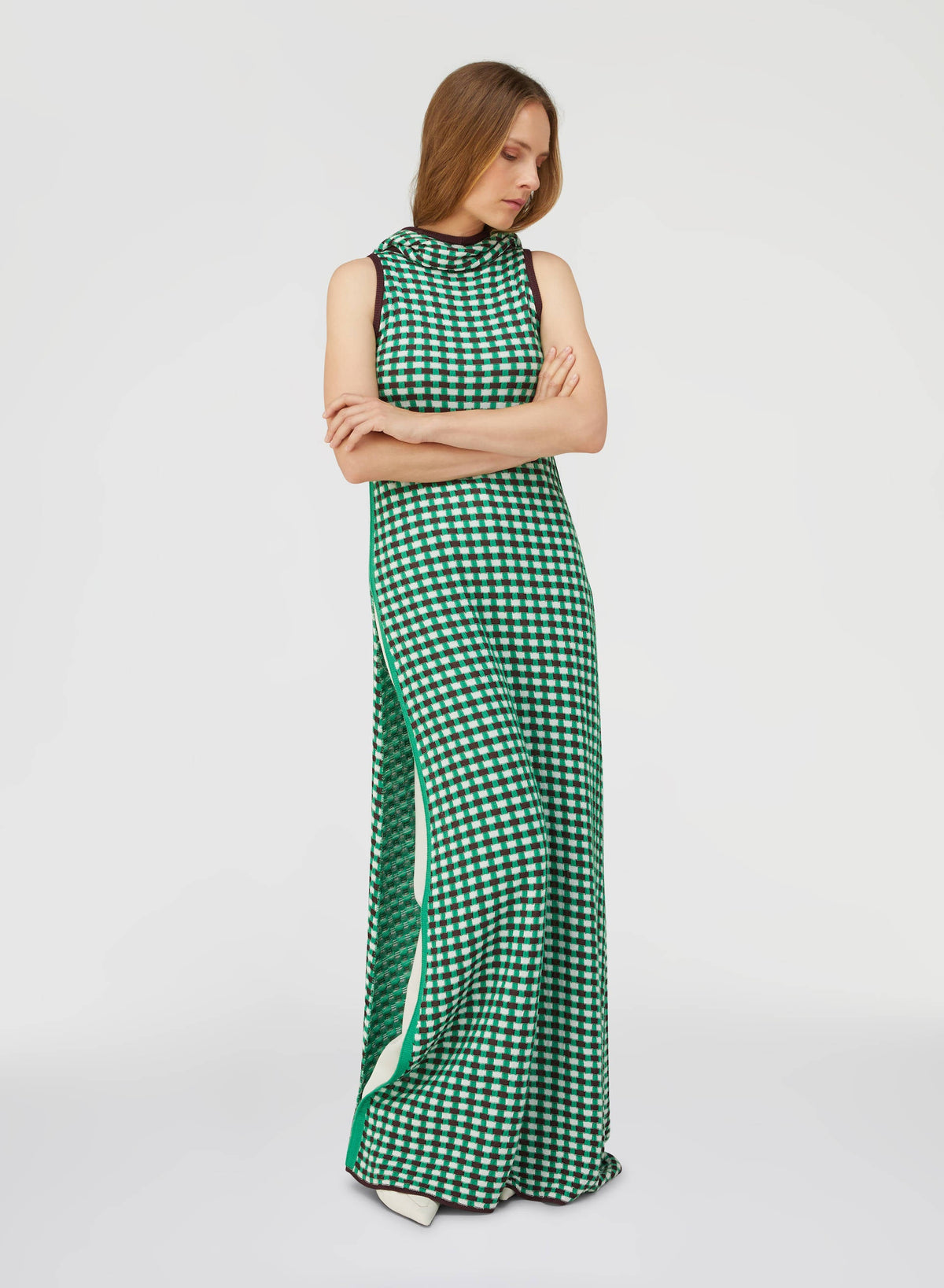 GREEN HOODED TUNIC DRESS