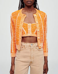 Baby Crewneck Cardigan - Orange Combo