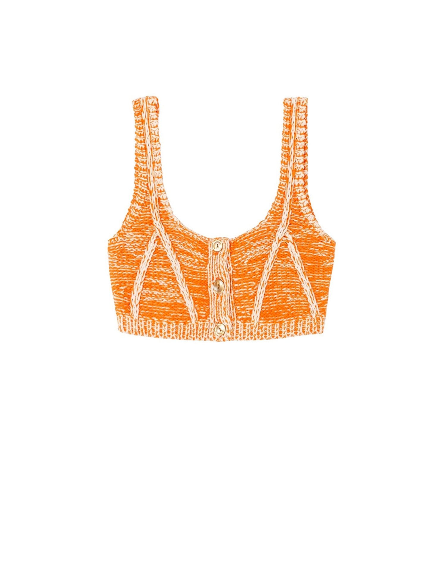Button-up crop top - Orange Combo