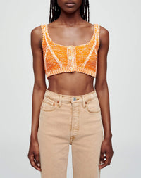 Button-up crop top - Orange Combo