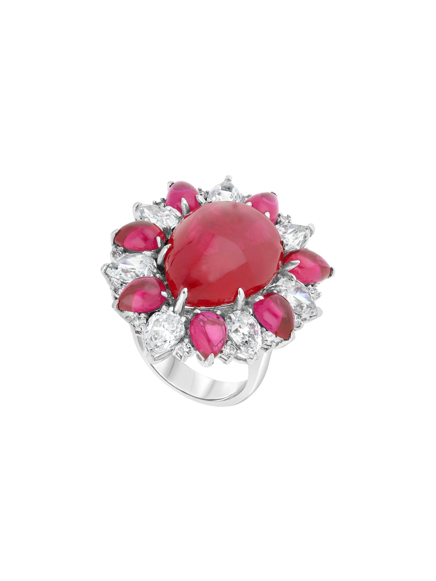 1qty NEW / Argent Bague argent sertie de burmalite™ cabochon taille poire rouge rubis // RECO : 560€
