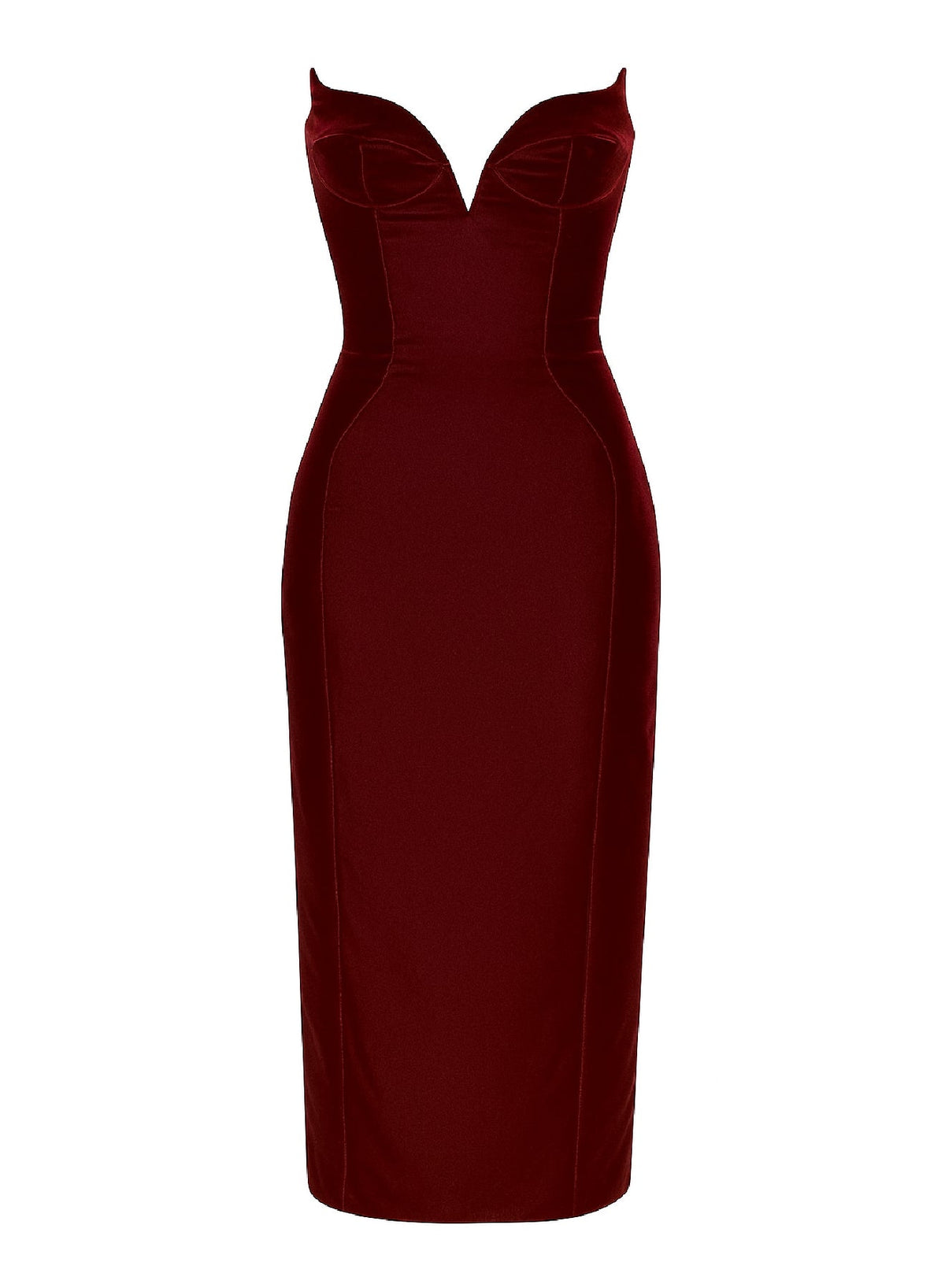 BLOOD RED // red signature strapless velvet gown