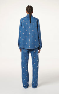 Triple Heart rhinestone shirt - Blue