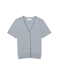 THE CASHMERE MIX TRIM CARDIGREY BLUE
