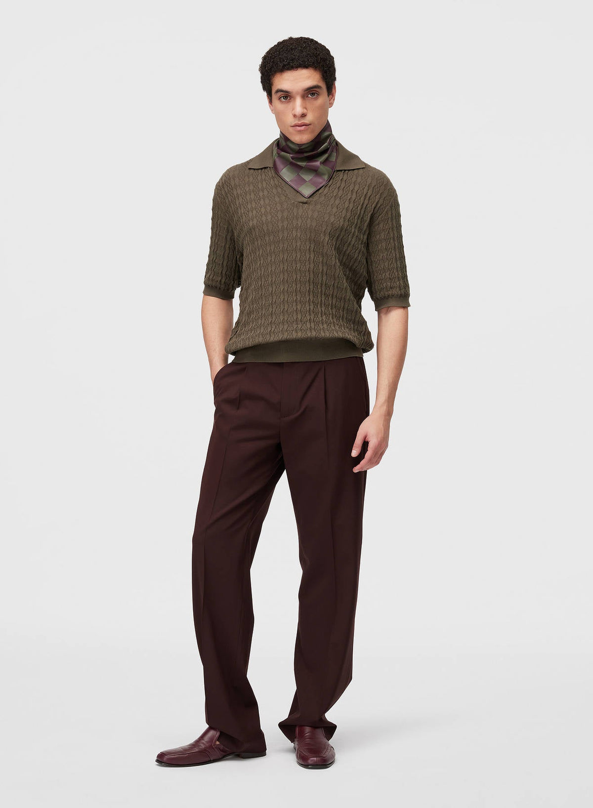 MILITARY GREEN MICRO ARGYLE POLO