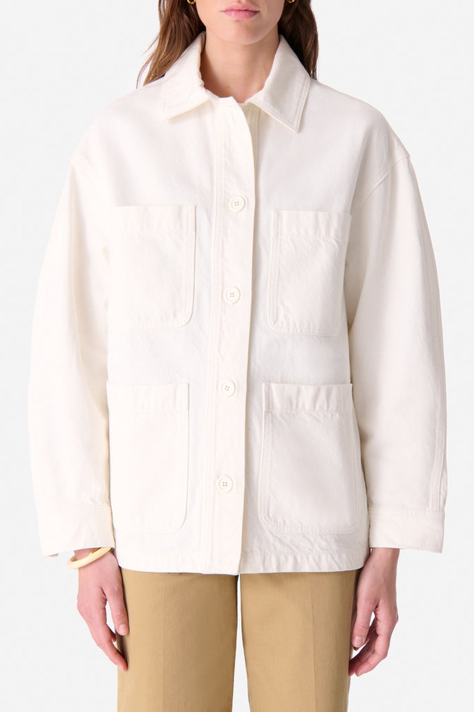 RECO : 95 // Veste courte Neli en coton - Écru