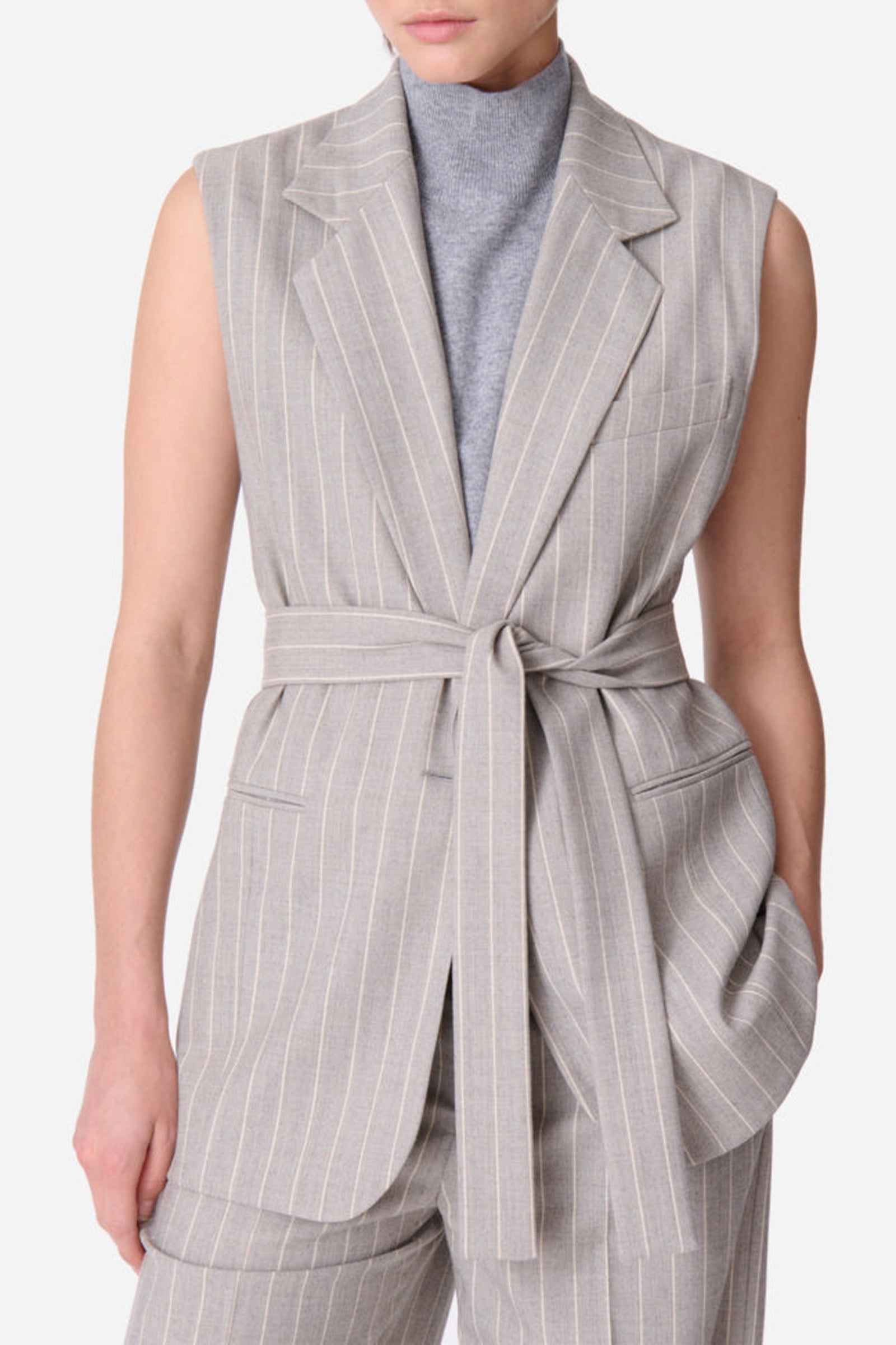 Veste sans manches Christen en laine - Gris Clair