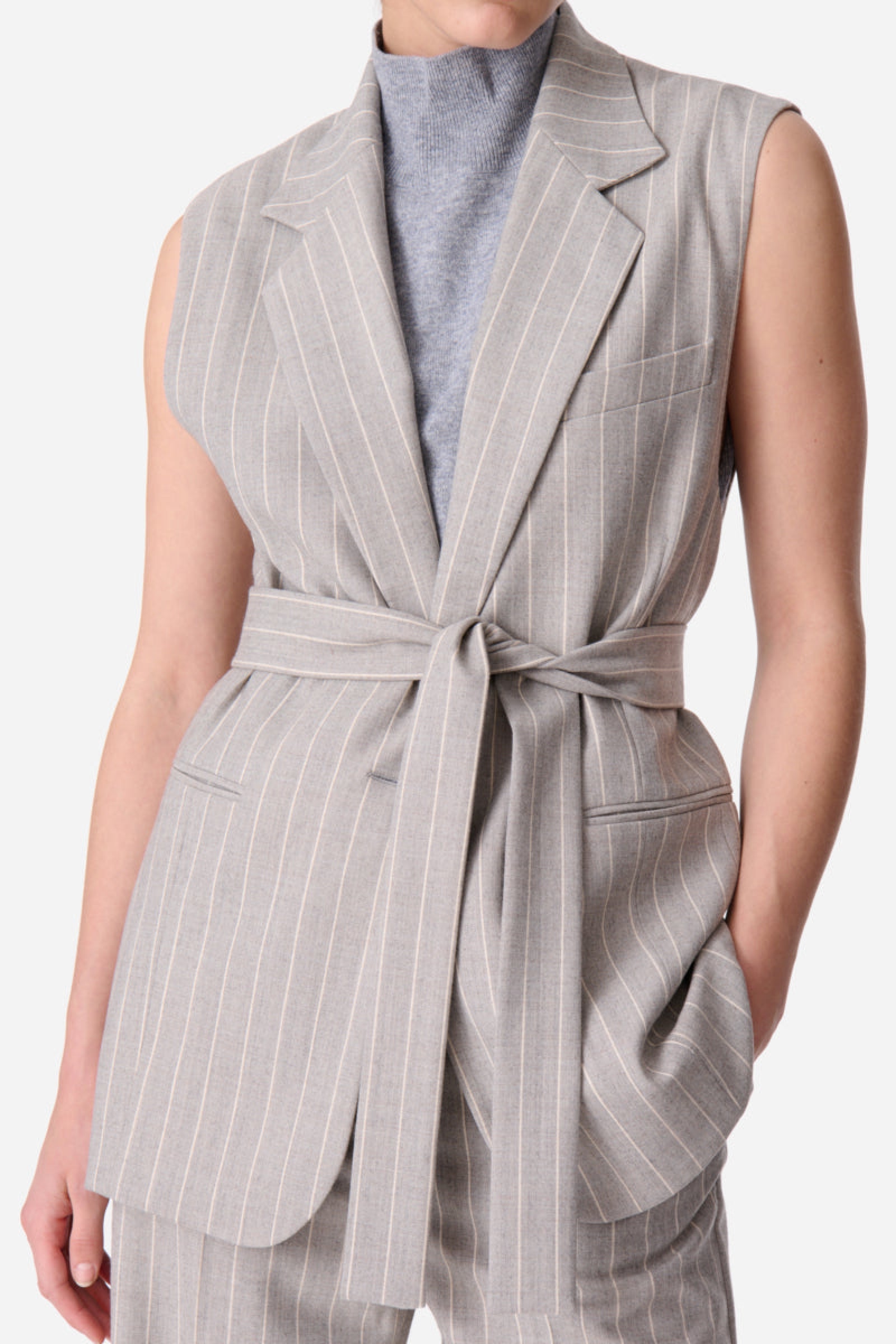 Veste sans manches Christen en laine - Gris Clair