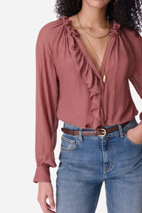 Eileen ruffled blouse - Rosewood