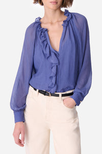 Blouse à col V Eileen - Hortensia