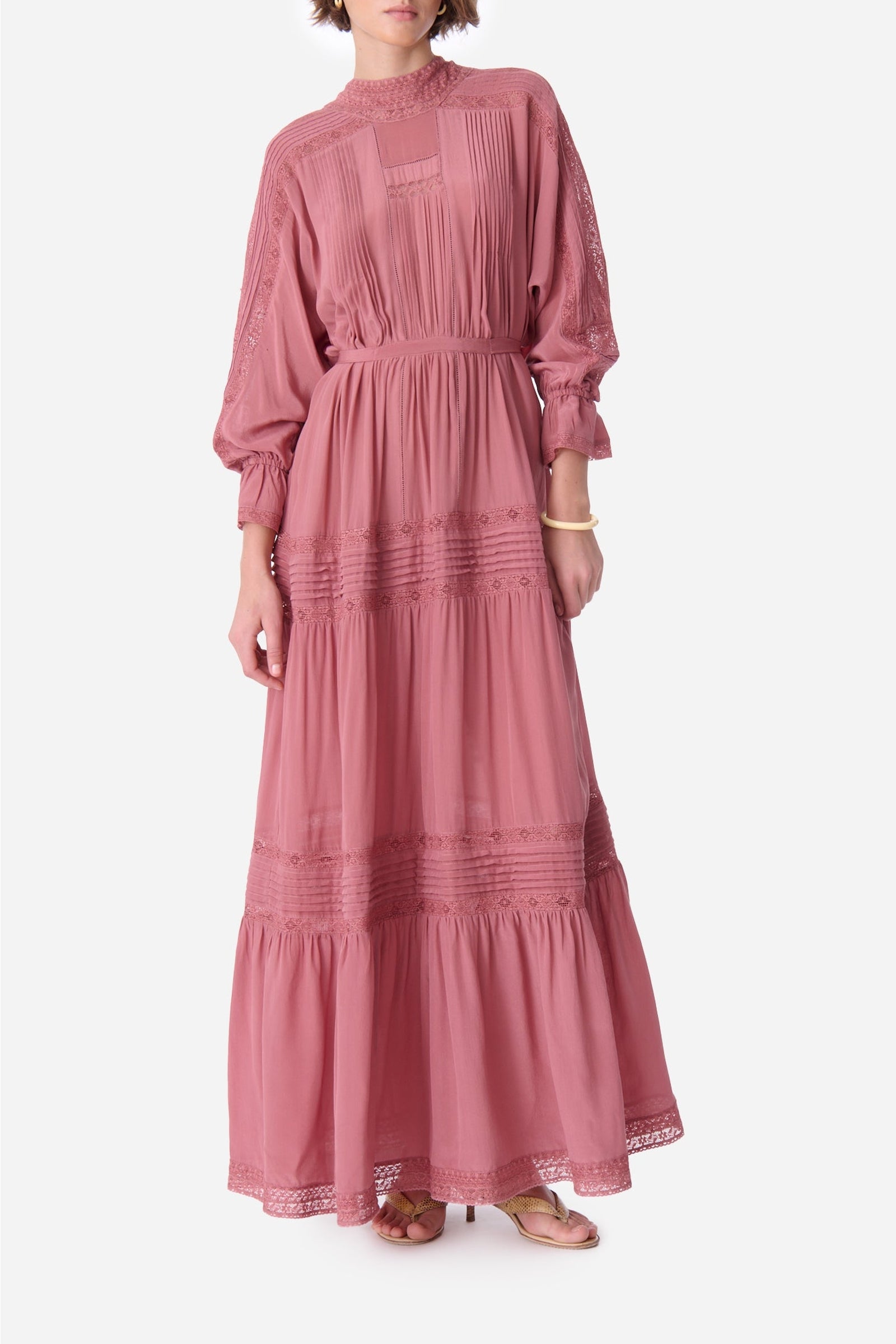 Robe longue Dessie en soie - Blush