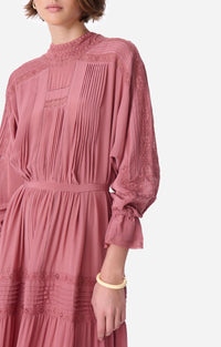 Robe longue Dessie en soie - Blush