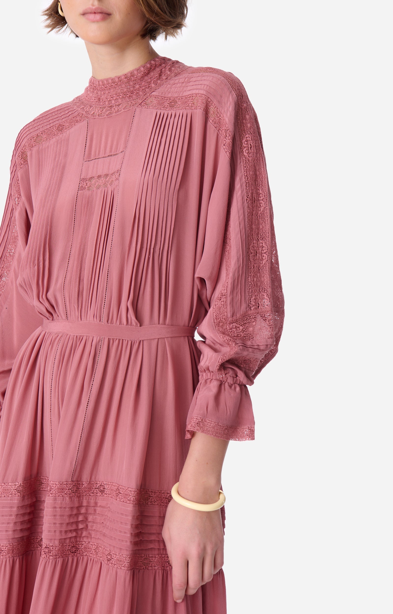 Robe longue Dessie en soie - Blush