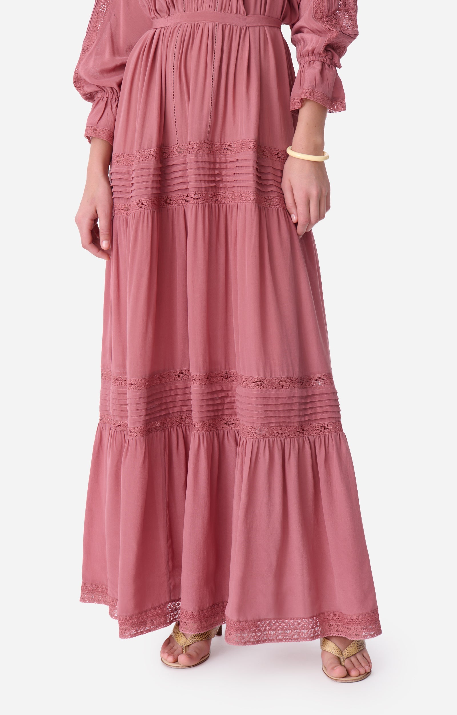 Robe longue Dessie en soie - Blush