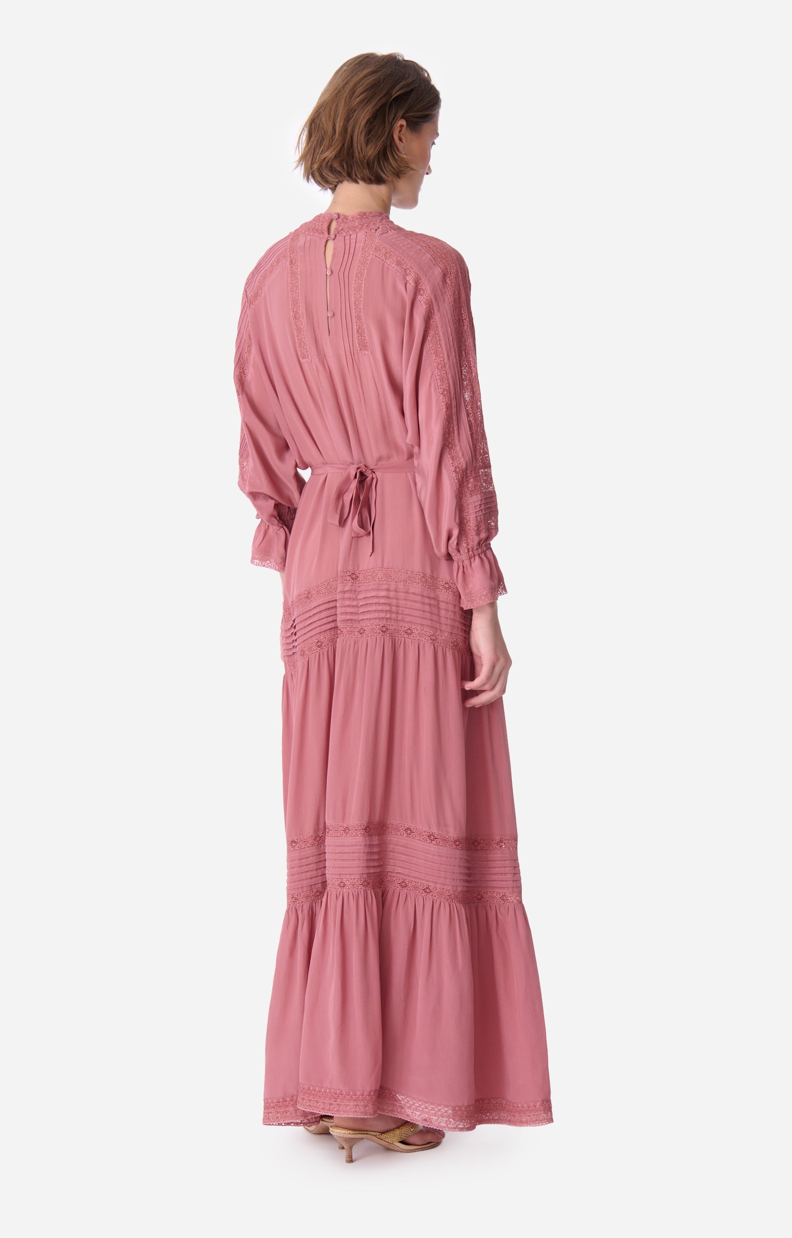 Robe longue Dessie en soie - Blush