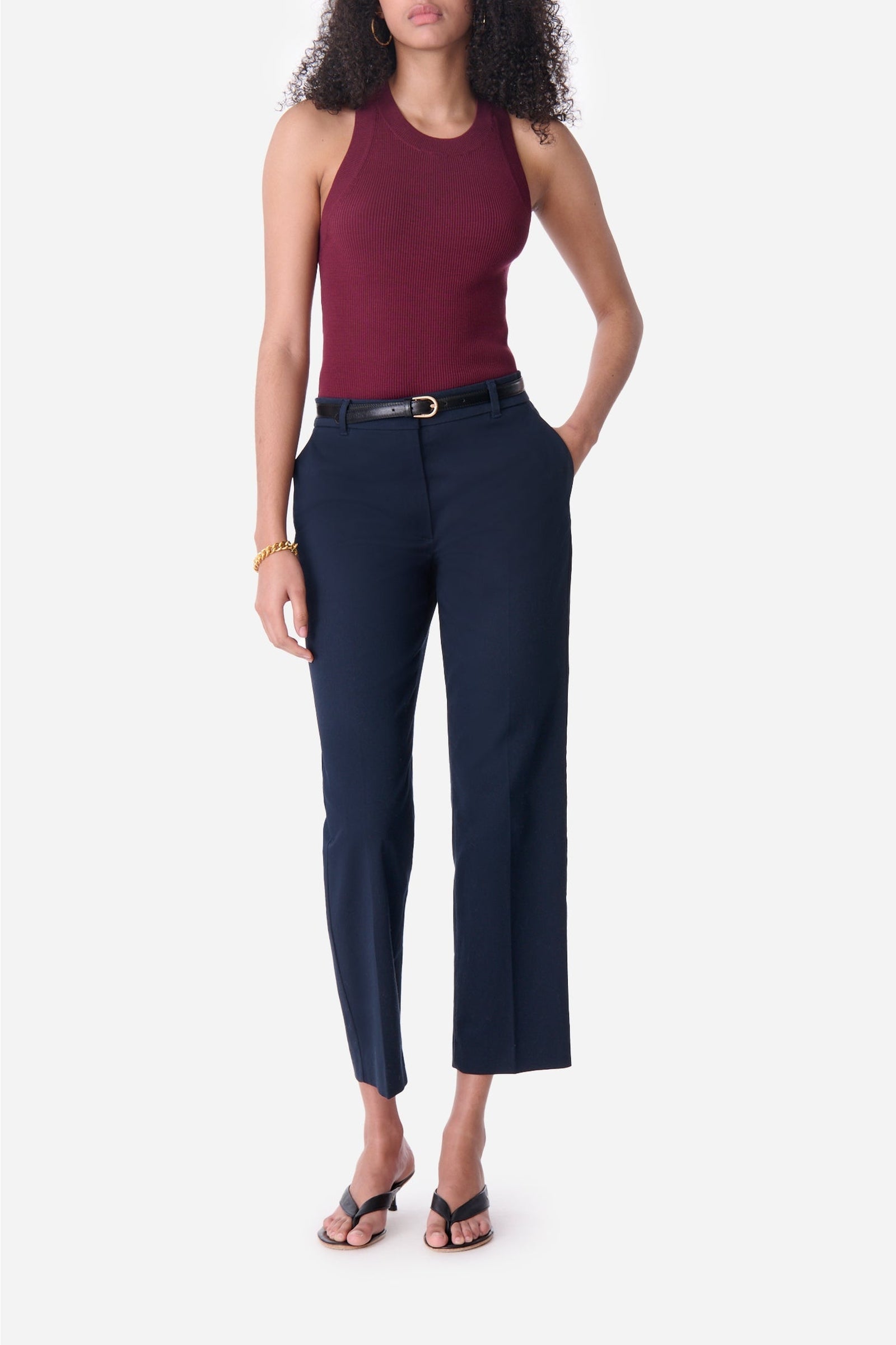 Pantalon droit taille midi Dandy - Marine