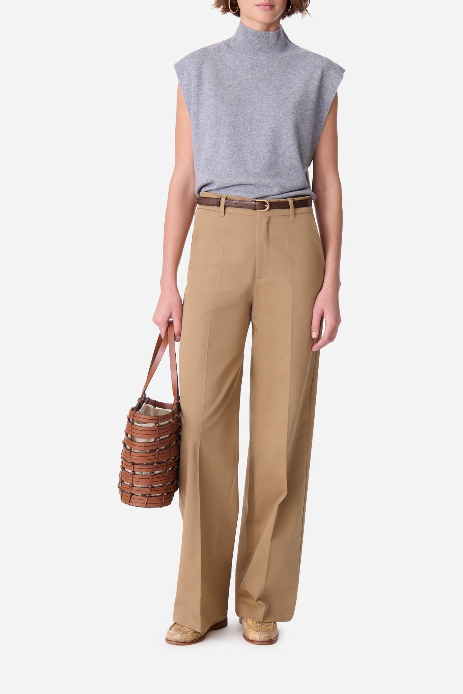 Pantalon droit taille midi Dulce - Vert Safari