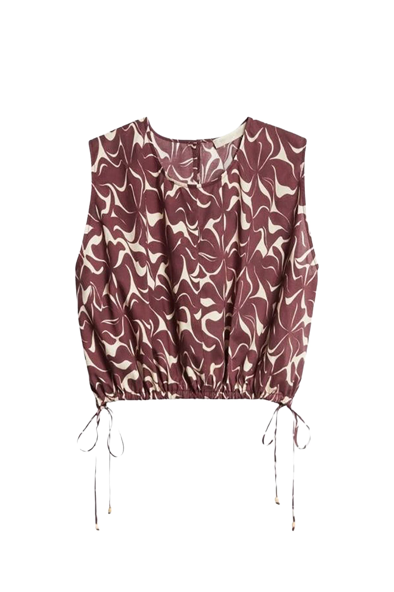 Callas short round-neck top - Brown