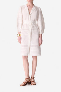 Robe midi boutonnée - Blanc