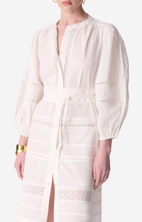 Robe midi boutonnée - Blanc