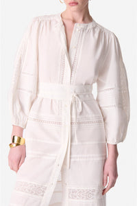 Robe midi boutonnée - Blanc