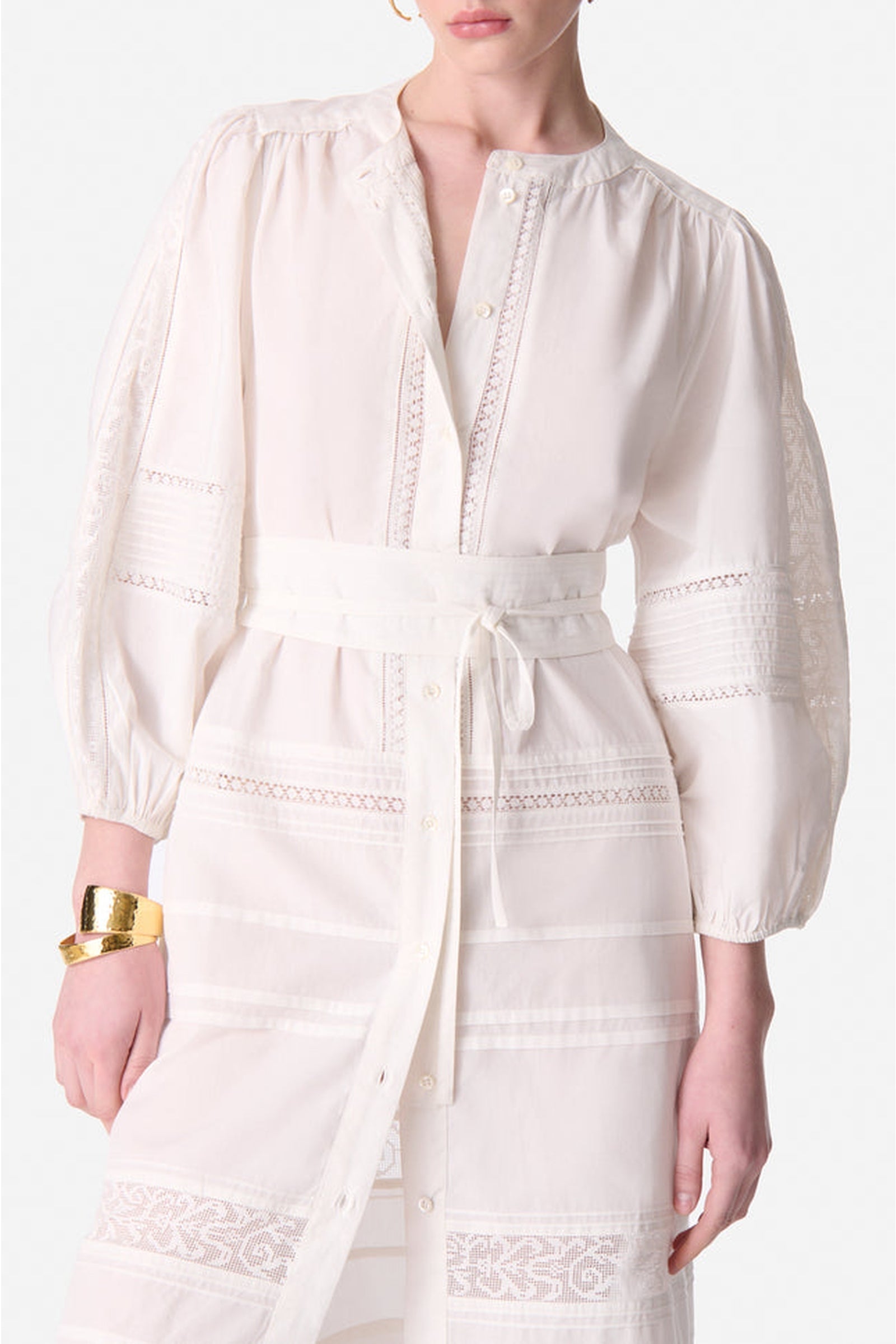 Robe midi boutonnée - Blanc