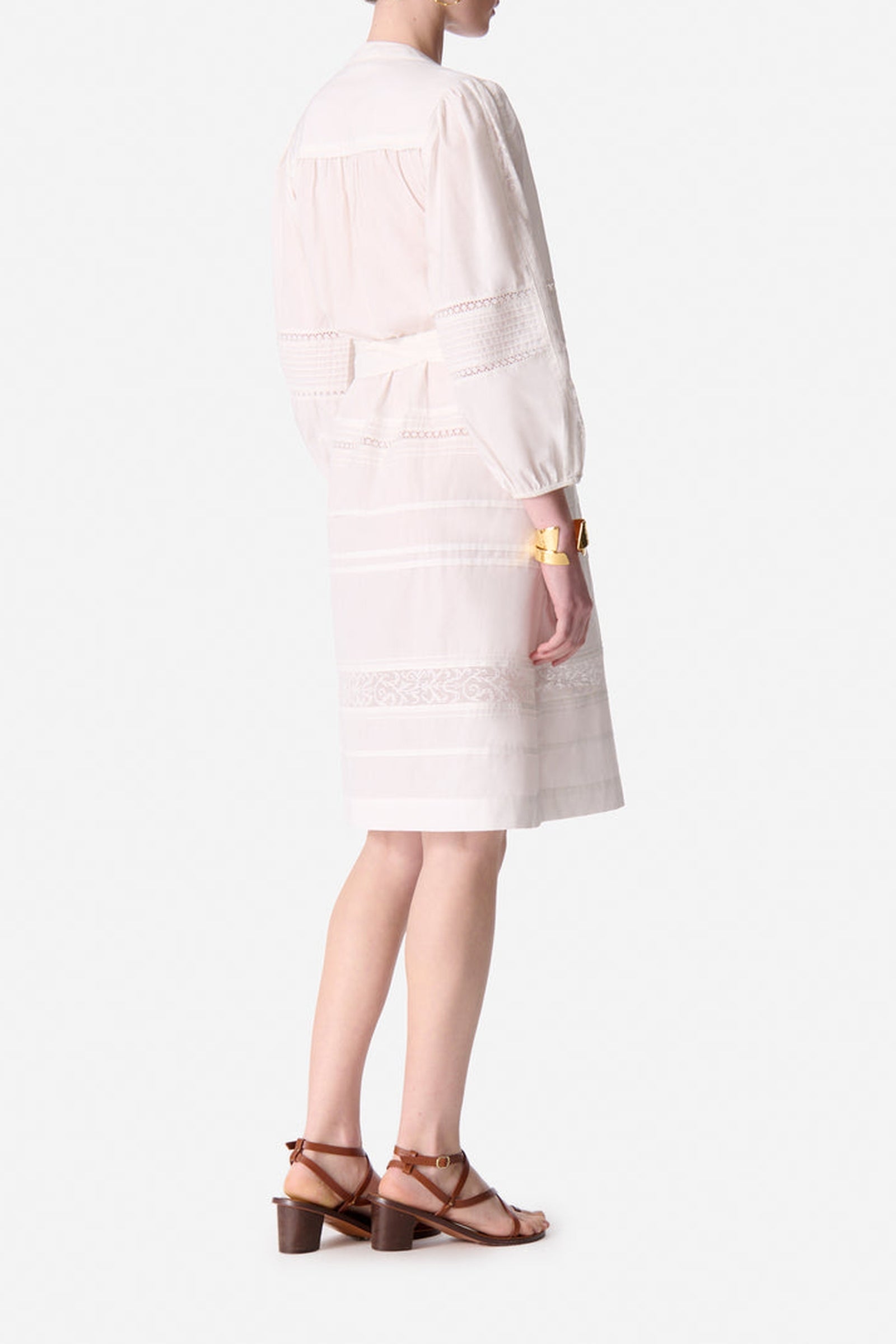 Robe midi boutonnée - Blanc