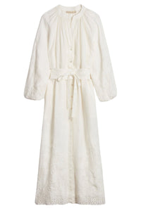 Robe longue ceinturée - Écru