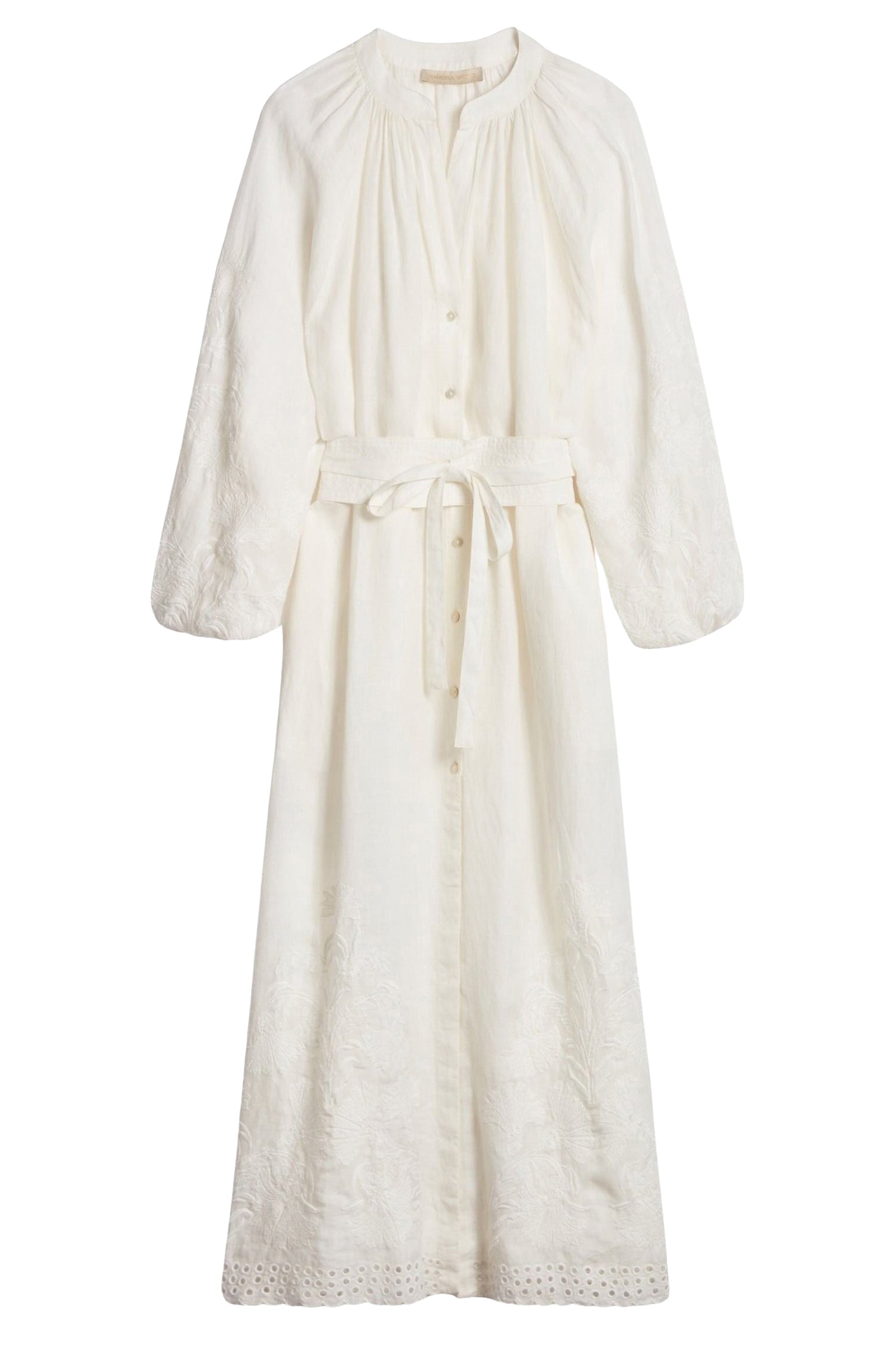 Robe longue ceinturée - Écru
