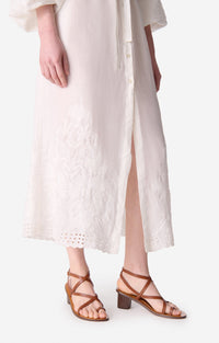 Robe longue ceinturée - Écru