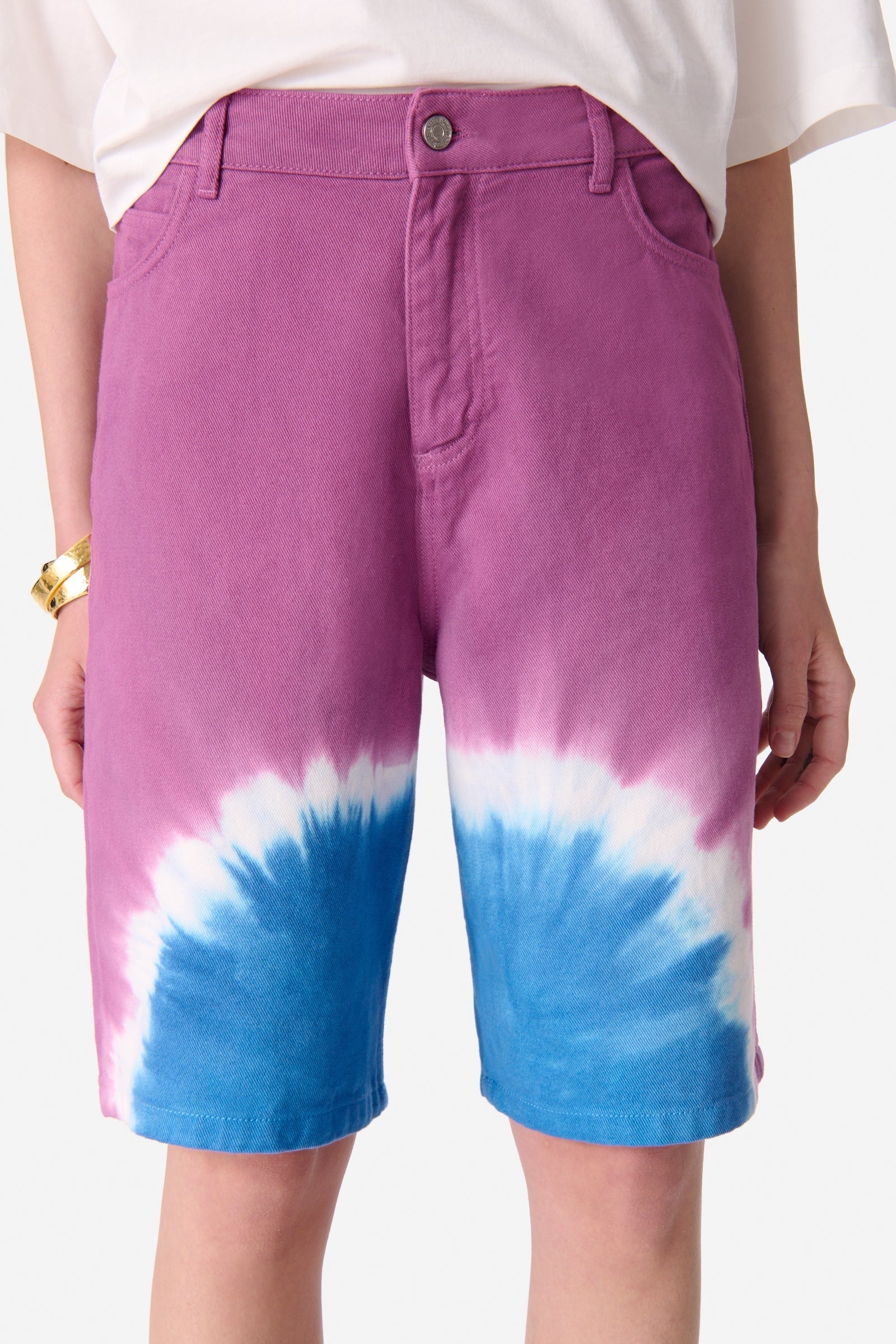 Elouan cotton Bermuda shorts - Multicolored Blue