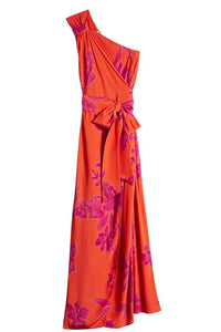 Robe longue asymétrique - Orange