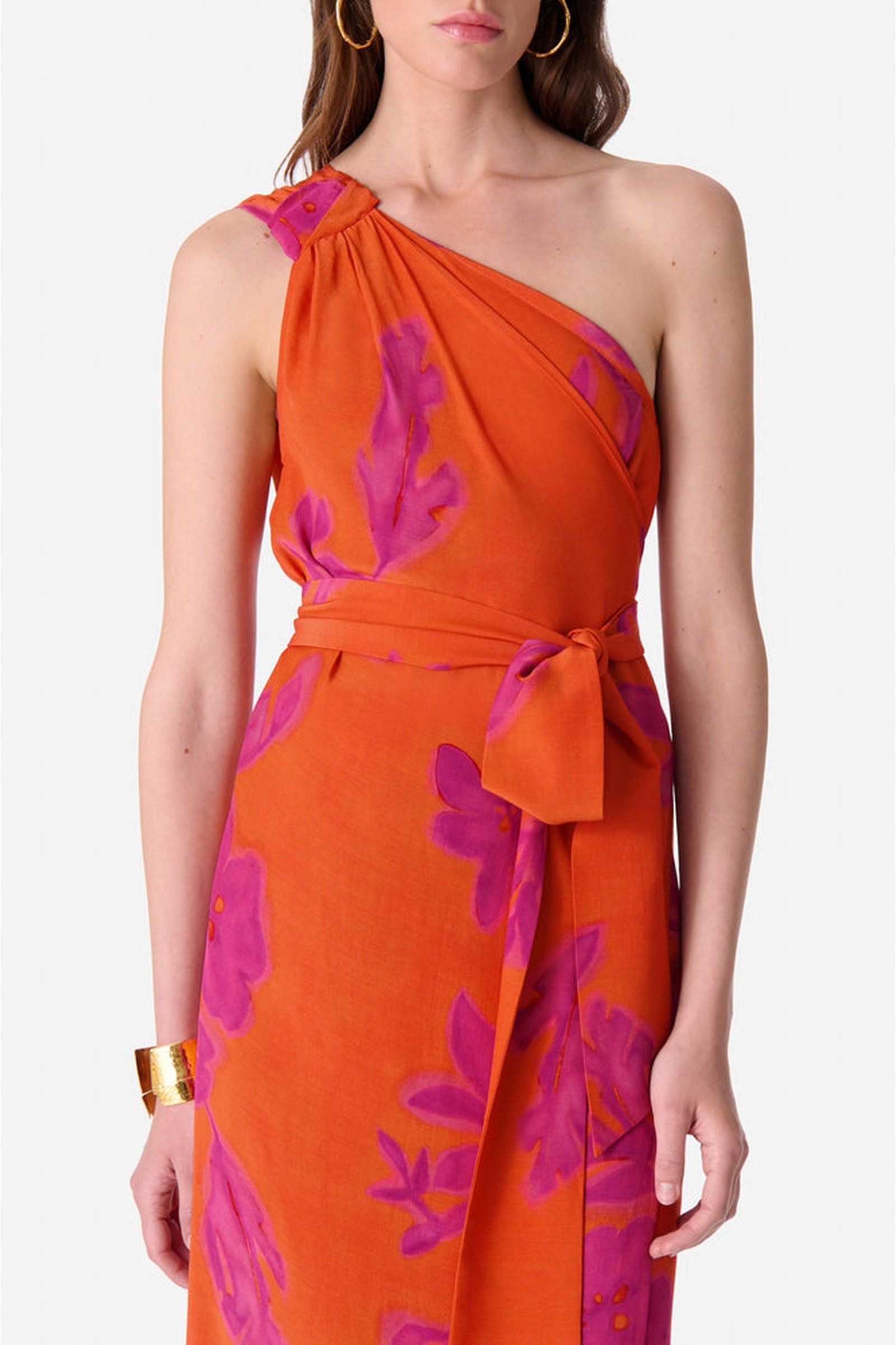 Robe longue asymétrique - Orange