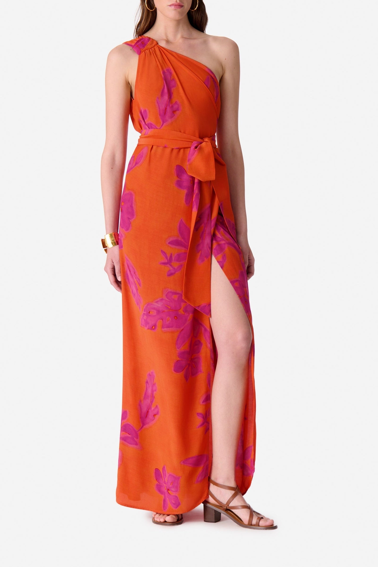 Robe longue asymétrique - Orange