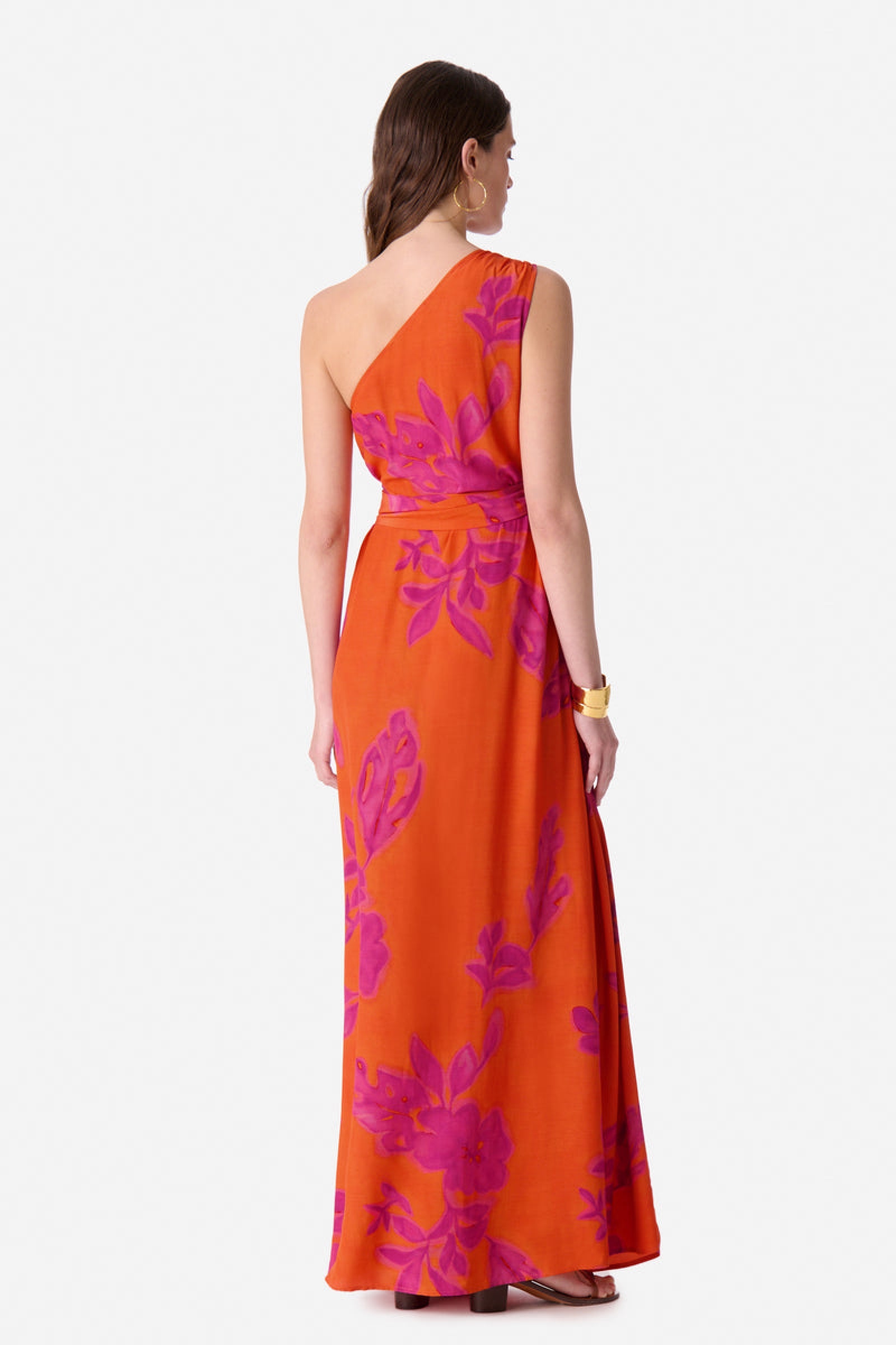 Robe longue asymétrique - Orange