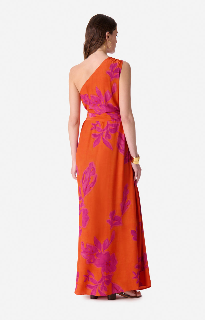 Robe longue asymétrique - Orange