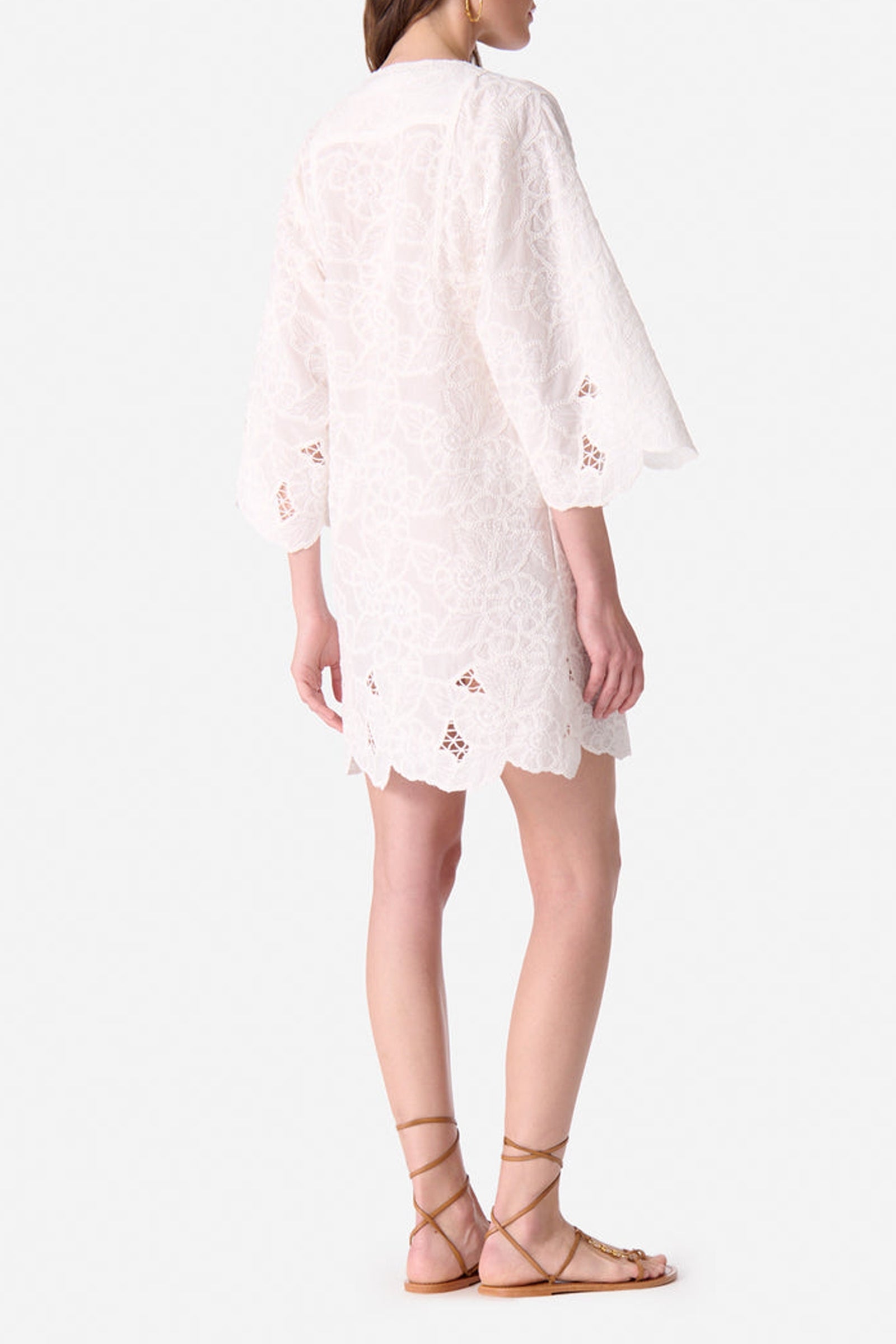 Robe courte en dentelle - Blanc