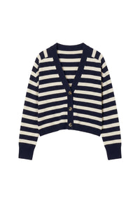 Cardigan Emmanuelle en laine - Marine & Écru