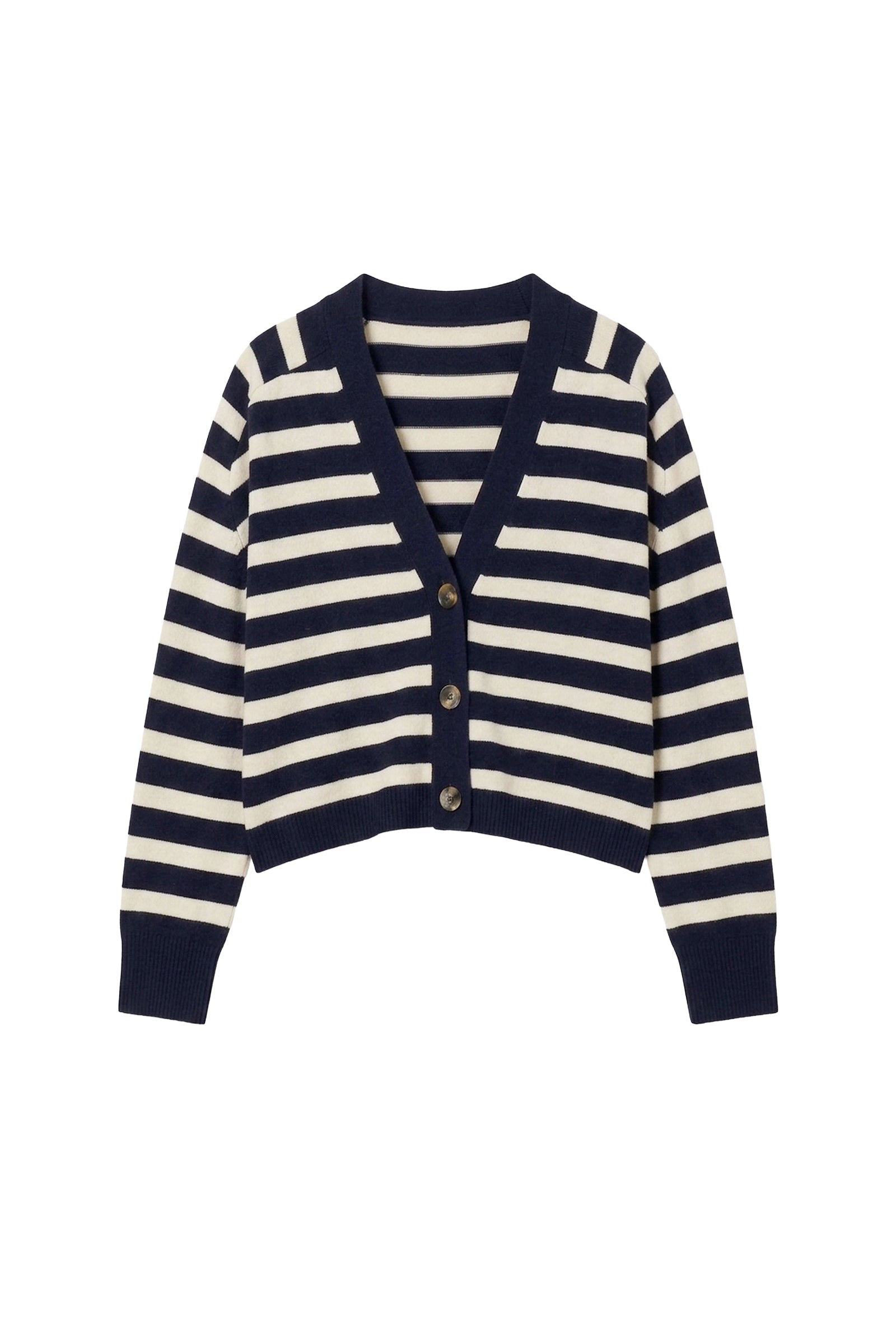Cardigan Emmanuelle en laine - Marine & Écru