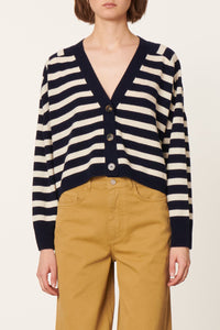 Cardigan Emmanuelle en laine - Marine & Écru