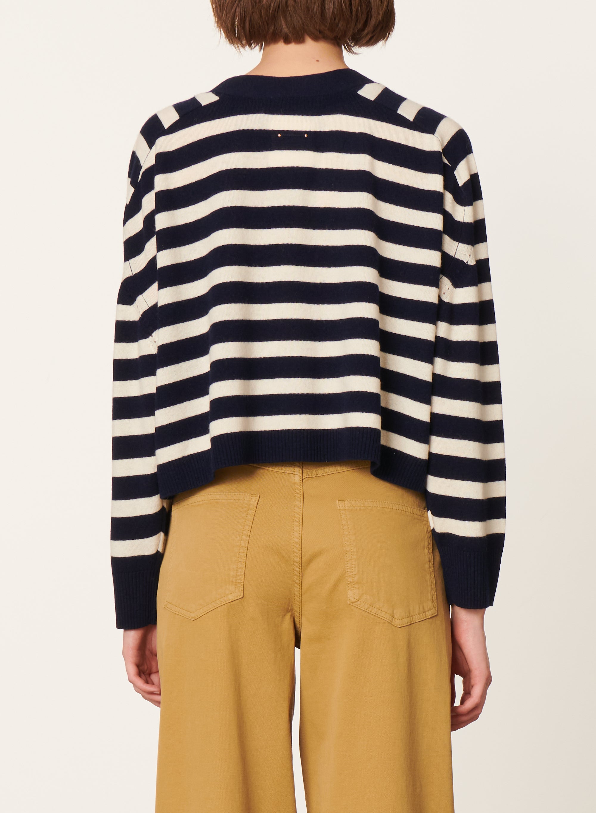 Cardigan Emmanuelle en laine - Marine & Écru