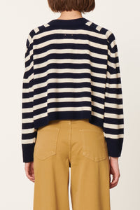 Cardigan Emmanuelle en laine - Marine & Écru